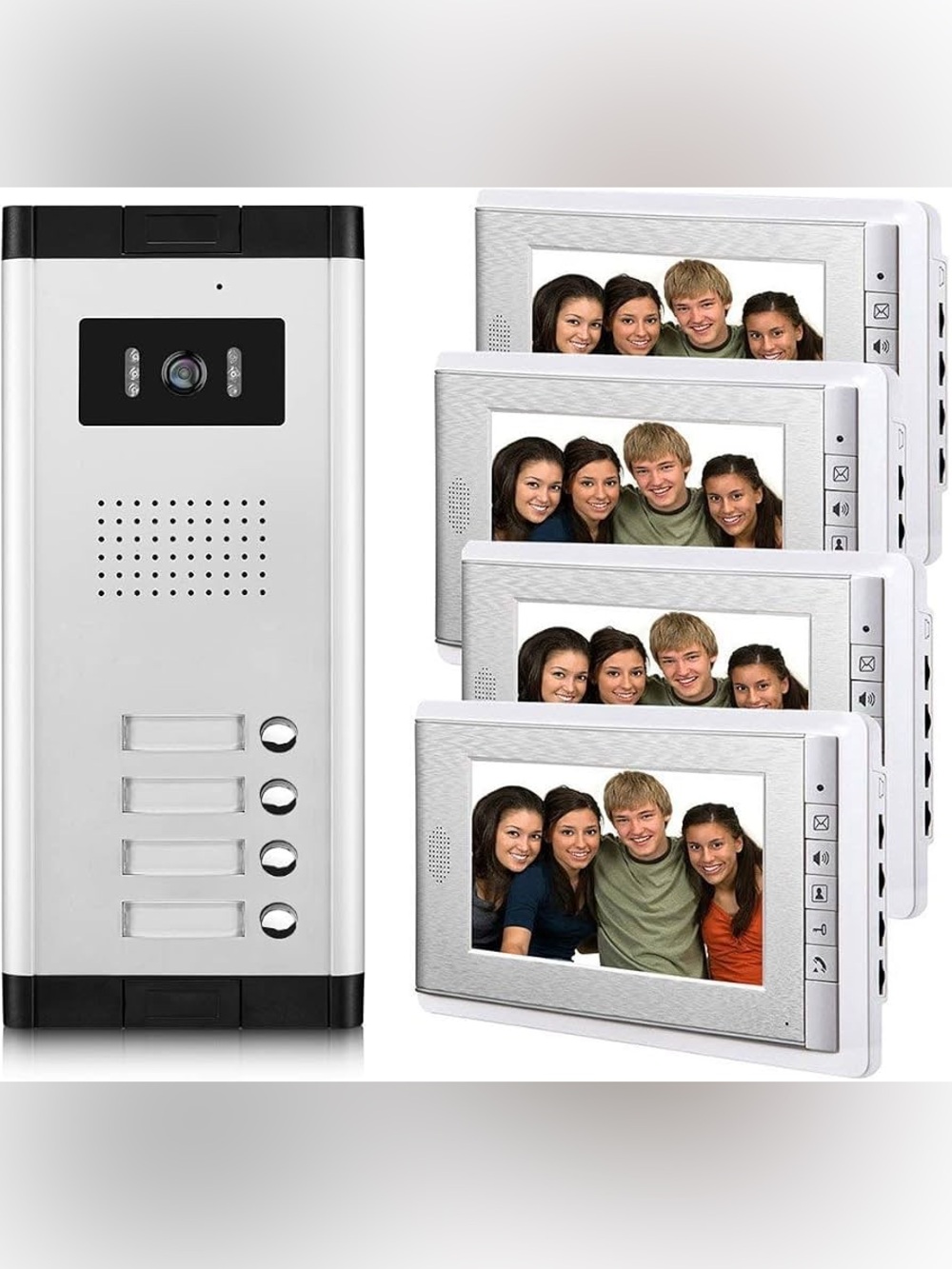AMOCAM Apartment Video Intercom System, 4 Units Household Video Doorbell
